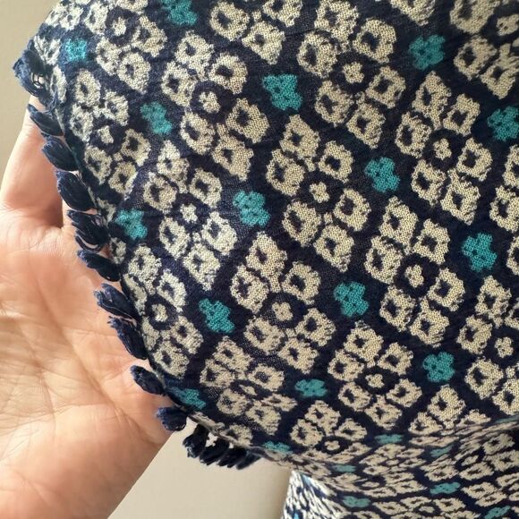 Anthropologie Lilka Blue Mosaic Embroidered Button Down Jumpsuit Cover Up Size L - Picture 5 of 9